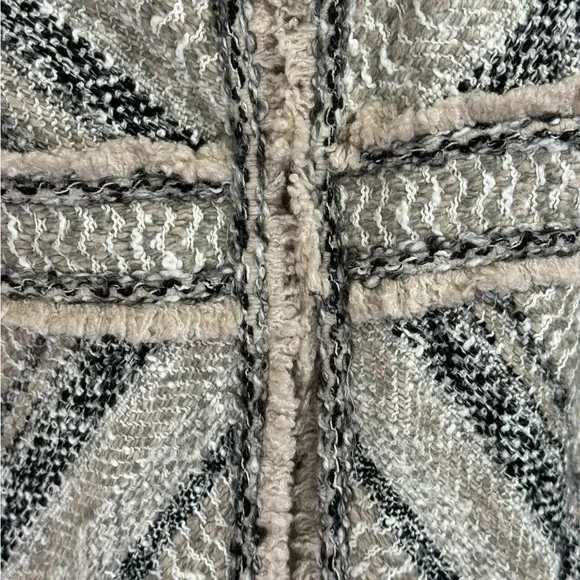 Chico’s Size 1 Knit Coatigan Cardigan Sweater Coatigan Stripe Long Relaxed Boho - Picture 5 of 9